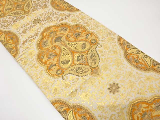 花更紗模様織り出し袋帯